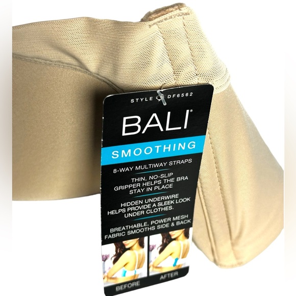 Bali Smoothing Bra w Hidden Underwire, No-Slip Gripper & Strapless Option - 44D - Picture 1 of 8